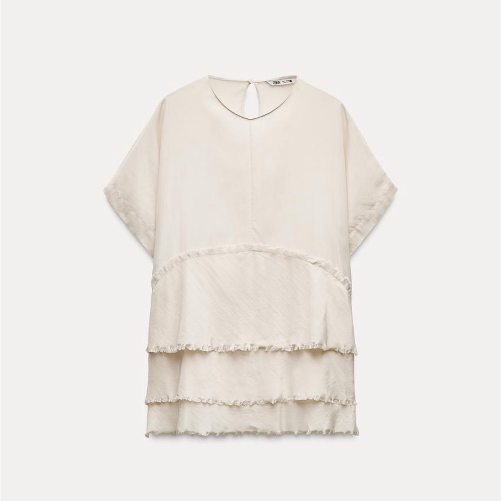 Zara FRAYED RUFFLE TOP ZW COLLECTION